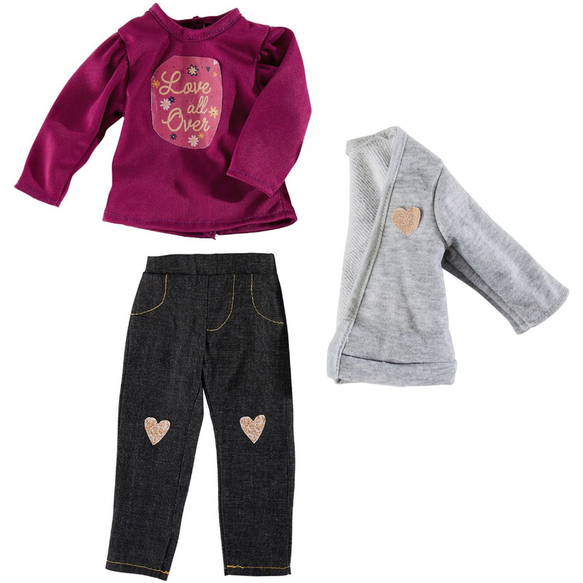 One Two Fun Tenue Trendy Ma jolie poupée mode 46 cm - veste grise