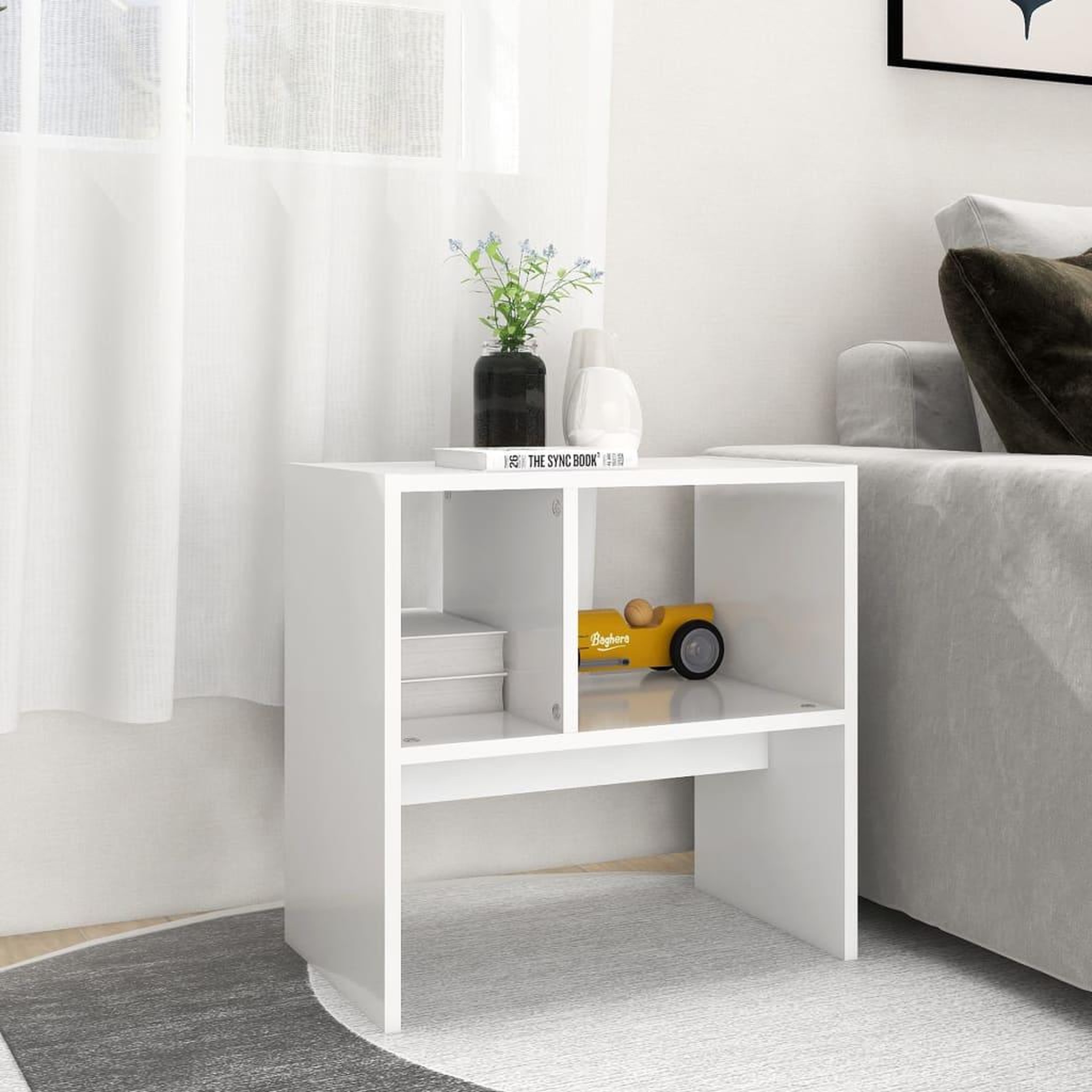 Voir la diapositive 4 : VIDAXL Table d'appoint Blanc 50x30x50 cm Bois d'ingenierie