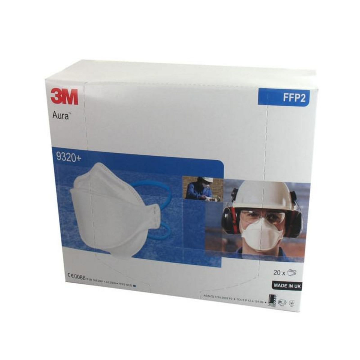 3M Masque 3M Aura 9320 anti-poussières pliable FFP2 sans soupape x 20