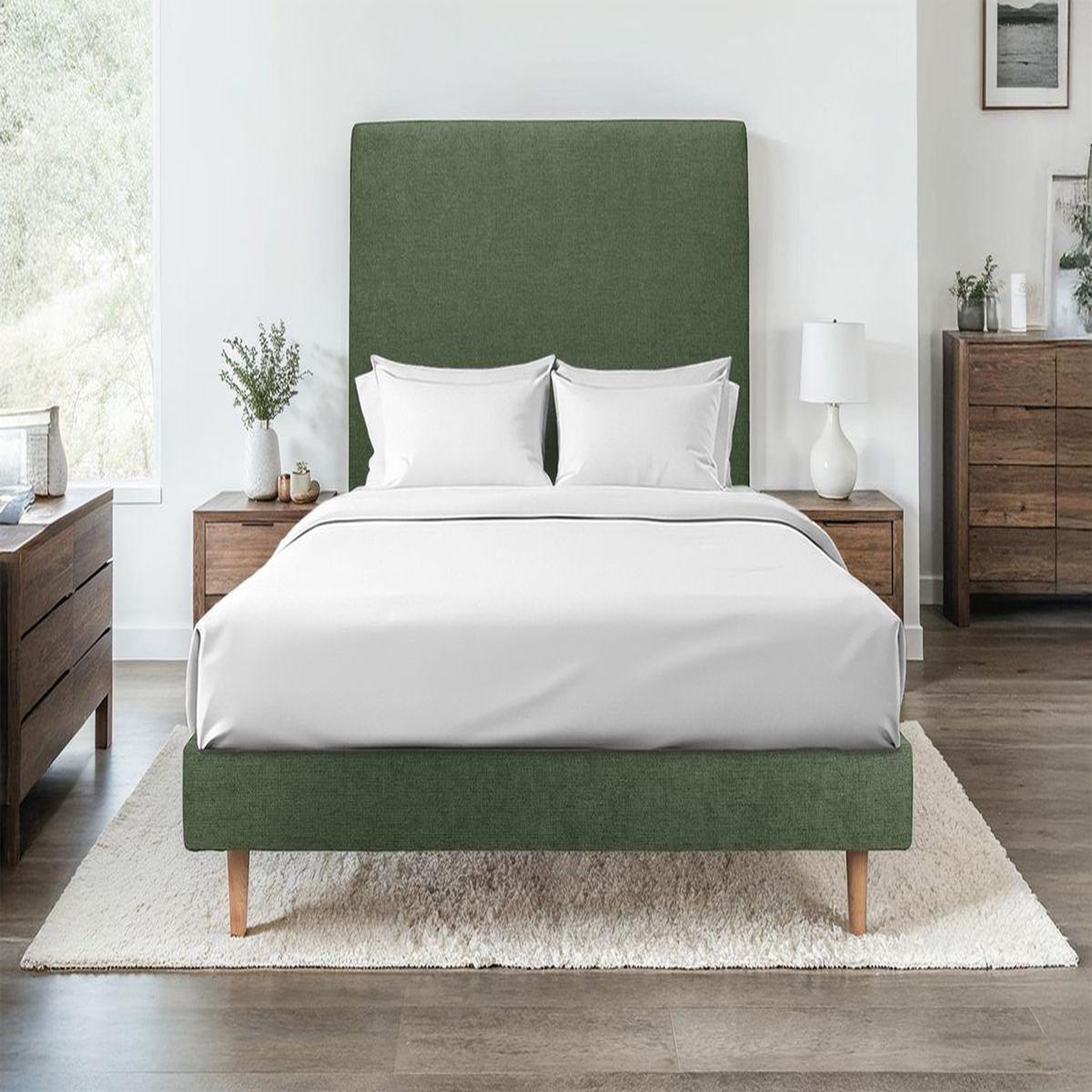 Voir la diapositive 2 : Sommeil de Plomb Lit avec tête de lit tapissier tissu et sommier kit - Hauteur totale : 29cm