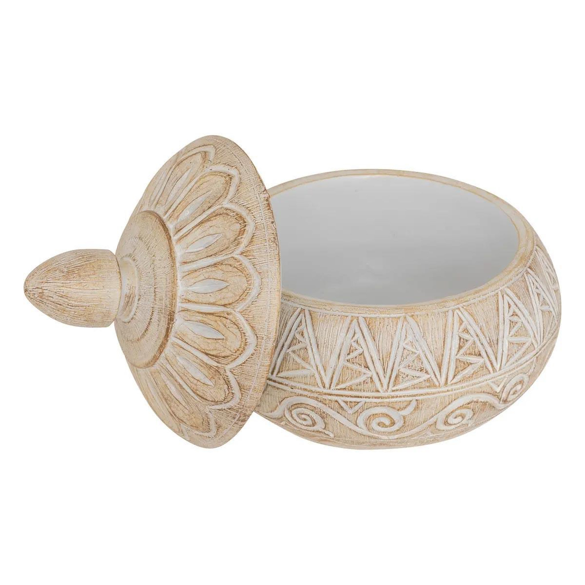 Voir la diapositive 2 : ATMOSPHERA Boîte déco en résine  oriental  15cm beige