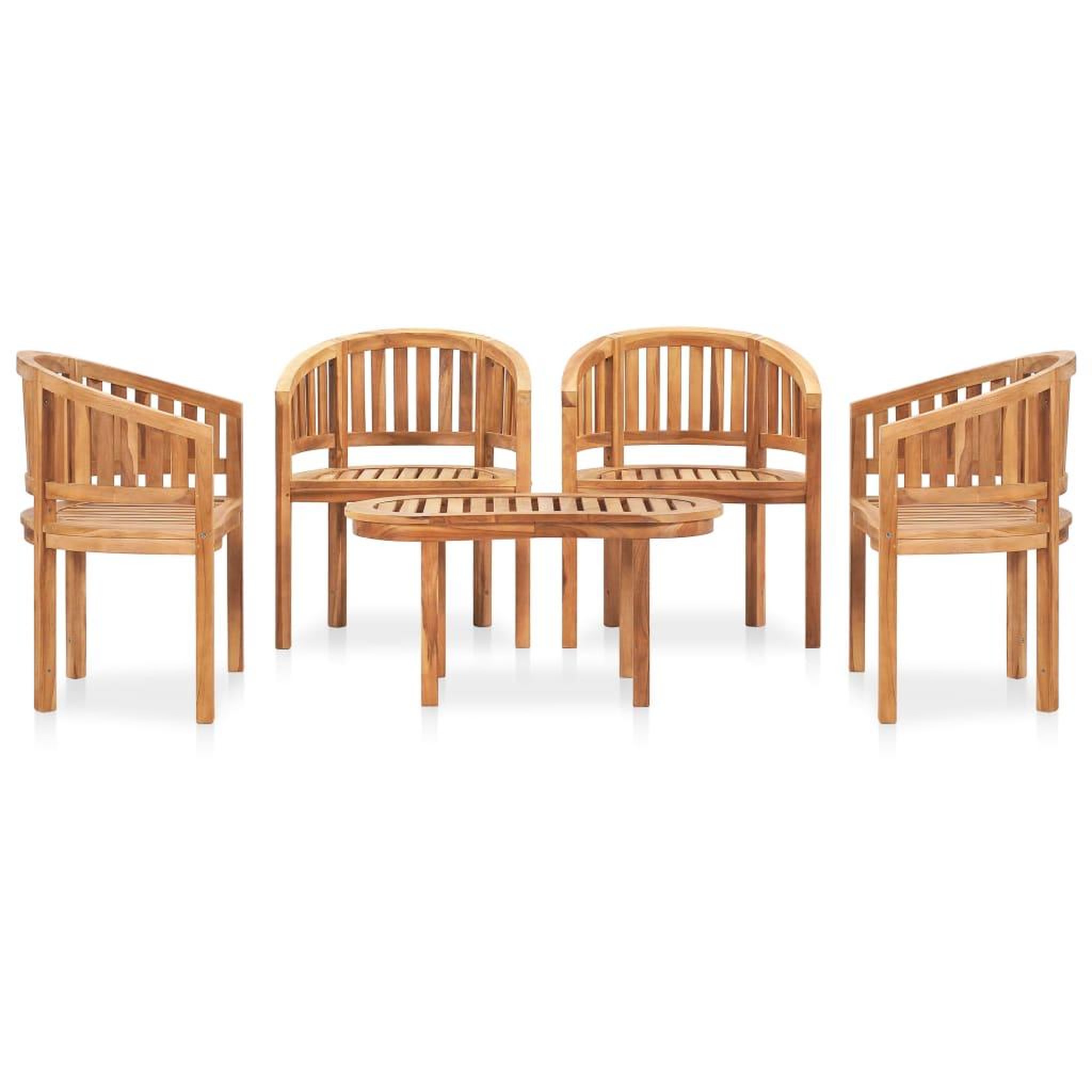 Voir la diapositive 2 : VIDAXL Salon de jardin 5 pcs en forme de banane Bois de teck solide