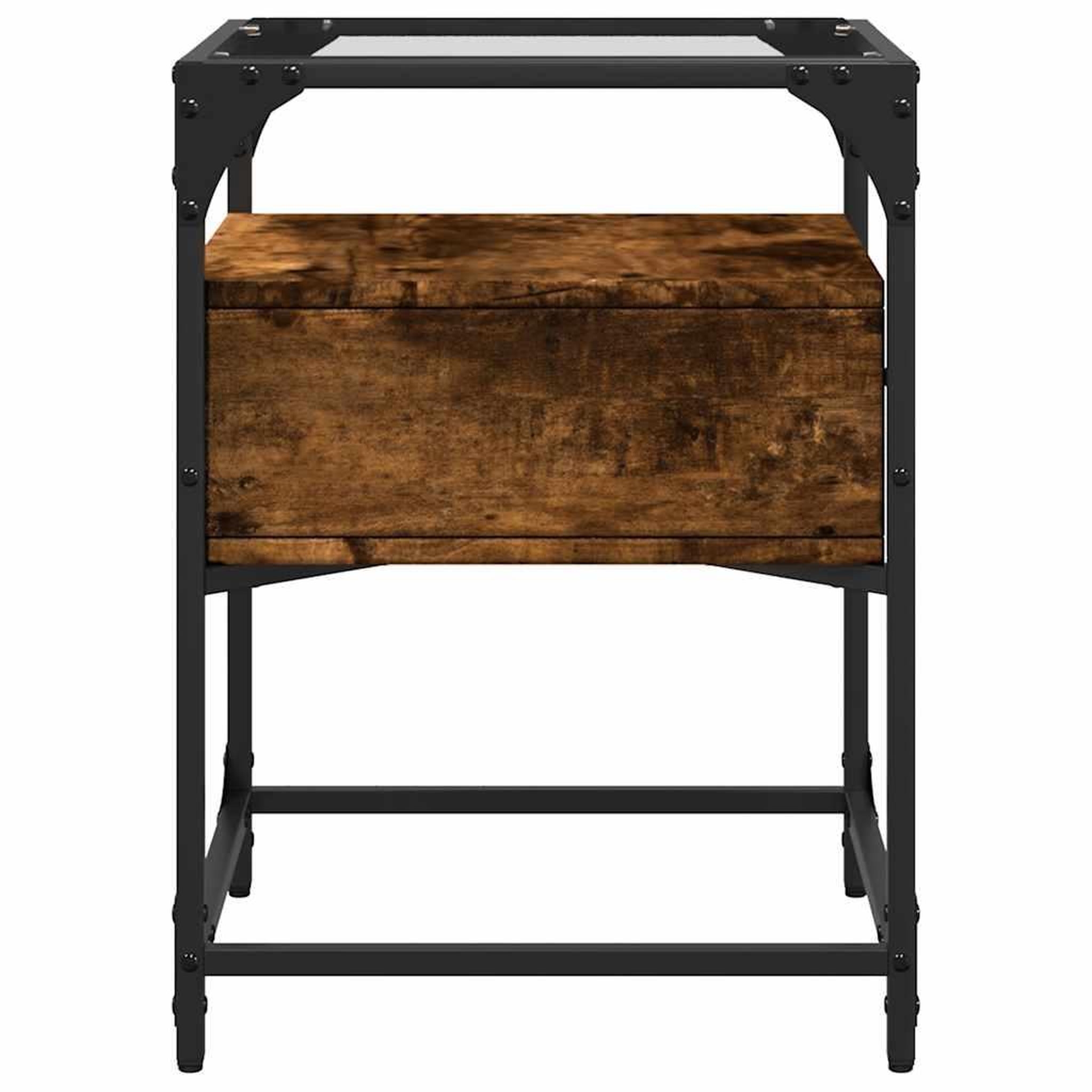 Voir la diapositive 5 : VIDAXL Table de chevet chene fume 40x40x55 cm bois d'ingenierie