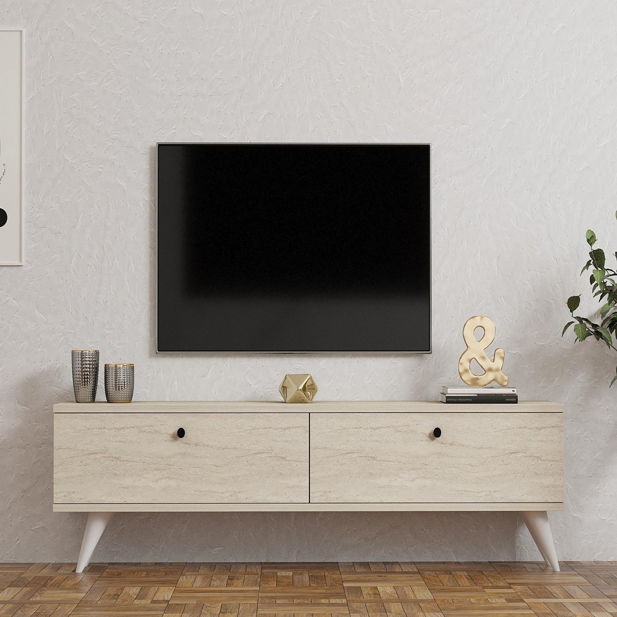Voir la diapositive 3 : Habitat et Jardin Meuble tv en bois  parlak  - 160 x 25 x 40 cm - beige
