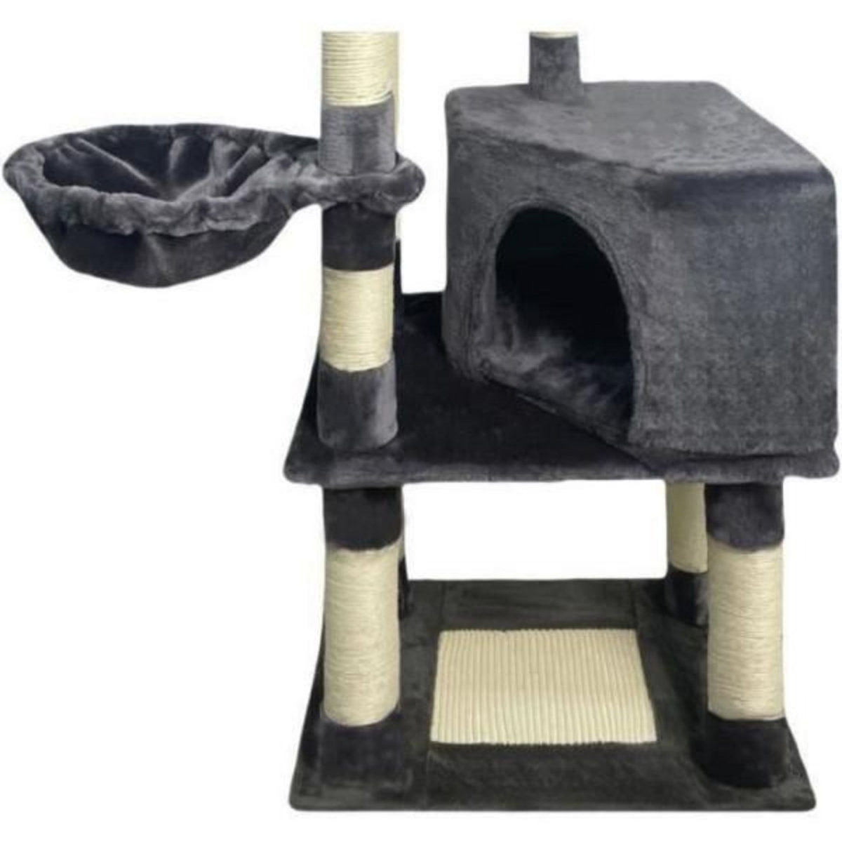 MARKET24 SWIFTY Arbre a chat - 55 x 40 x 138 cm - Gris foncé - 3 plateformes, 1 perchoir, 1 niche, poteaux a griffer