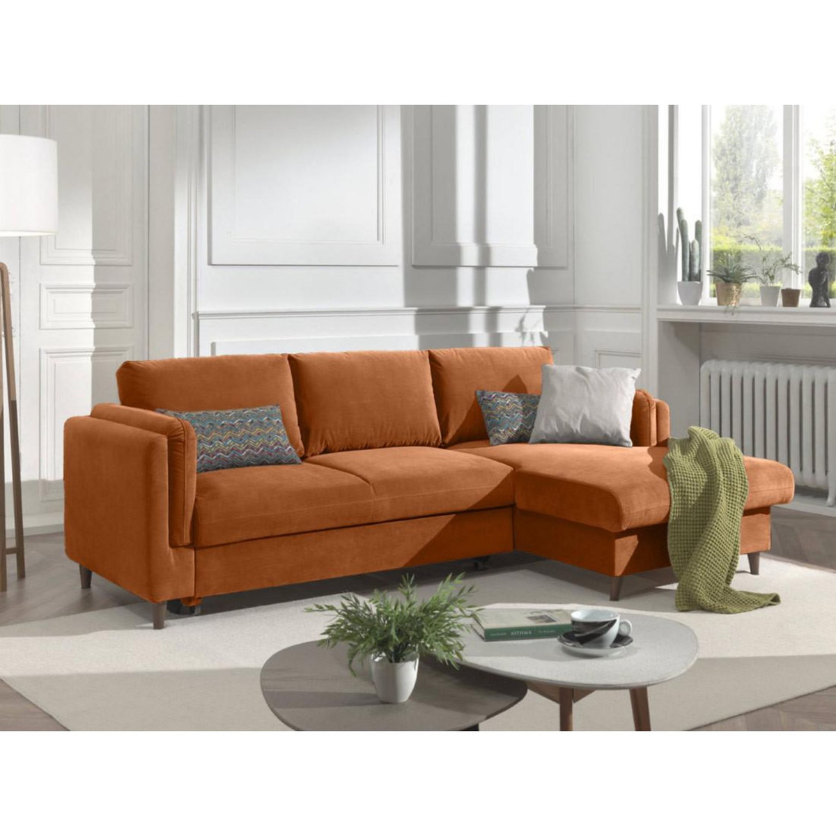 LISA DESIGN Brooke - canapé d'angle droit - convertible avec coffre - 4 places - en velours