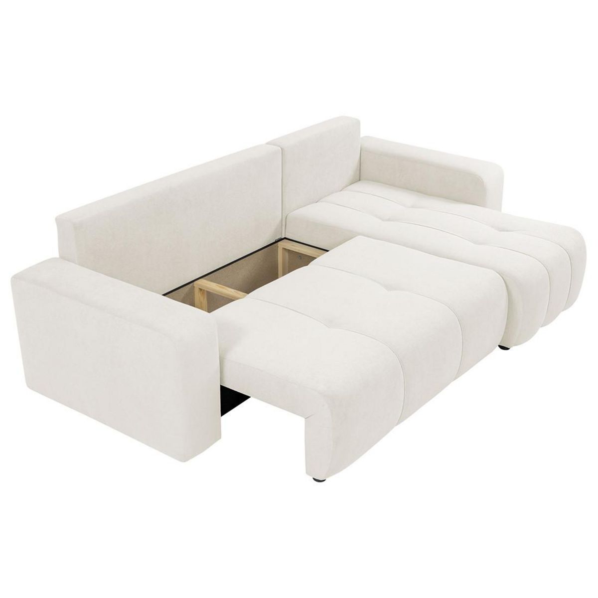 BEST MOBILIER Nicole - canapé d'angle réversible 4 places convertible avec coffre en tissu