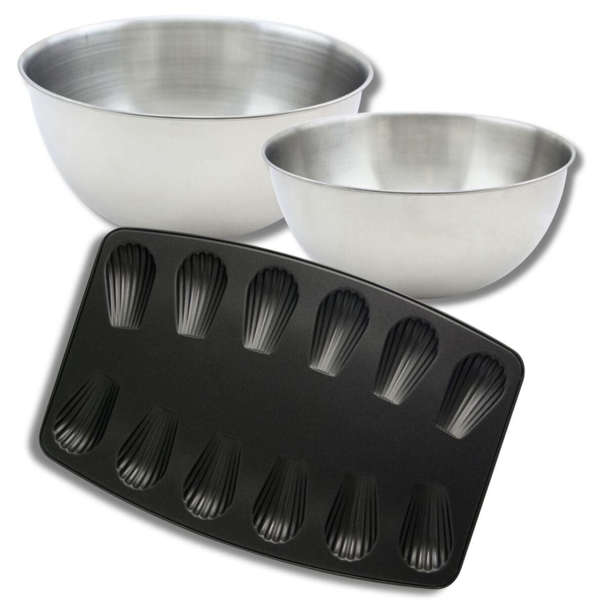 ZENKER Set pâtisserie moule à 12 madeleines, 2 bols à mixer et 1 spatule Zenker