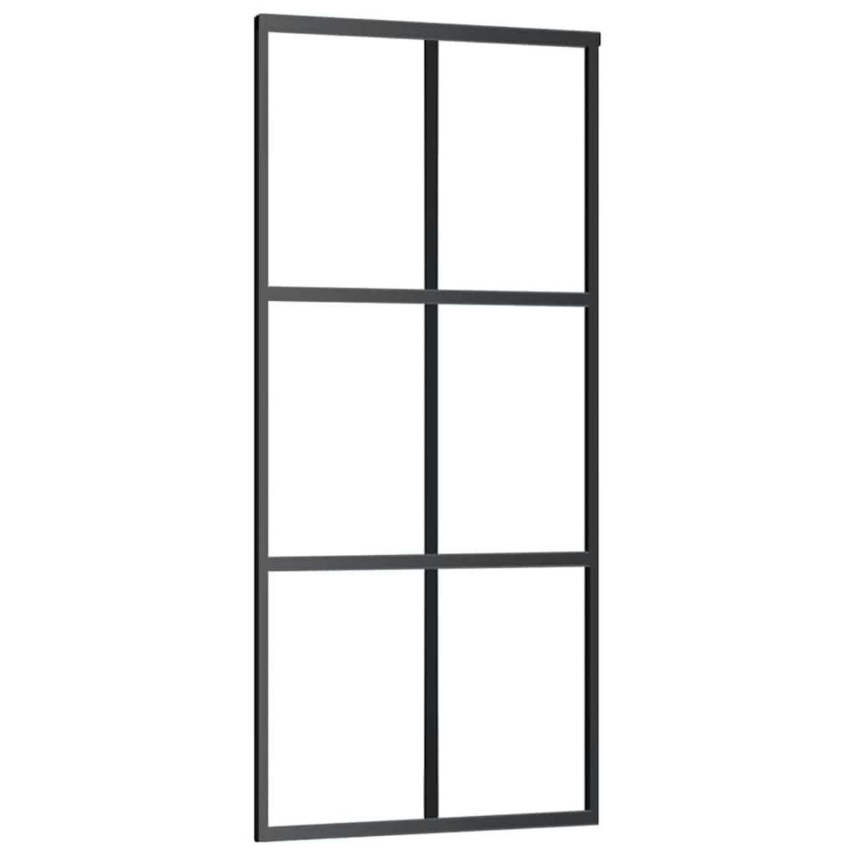VIDAXL Porte coulissante kit de quincaillerie noir 90x205 cm verre ESG