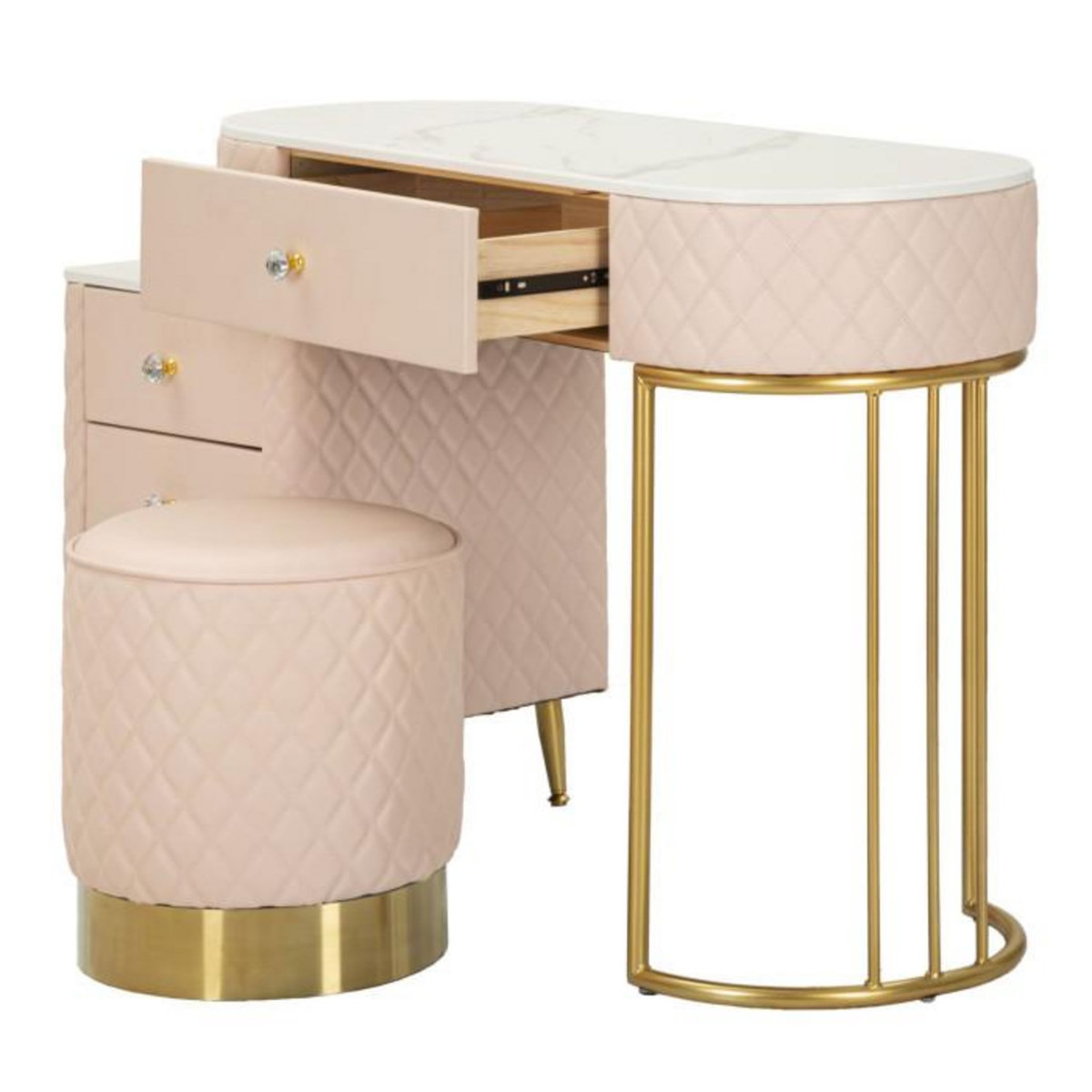 Paris Prix Coiffeuse Avec Pouf Effet Marbre  Sharon  120 Rose & Or