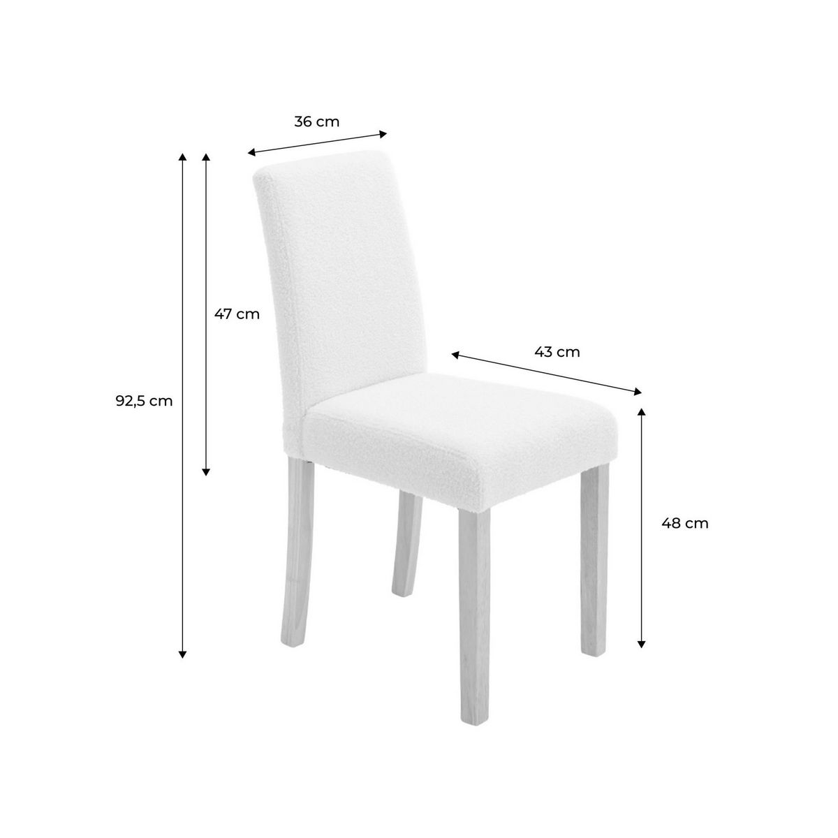 SWEEEK Lot de 4 chaises RITA revêtement bouclette pieds en bois d'hévéa