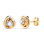 L'ATELIER D'AZUR Boucles d'Oreilles Or 18 Carats 750 Jaune et Zicroniums - Motif Noeud