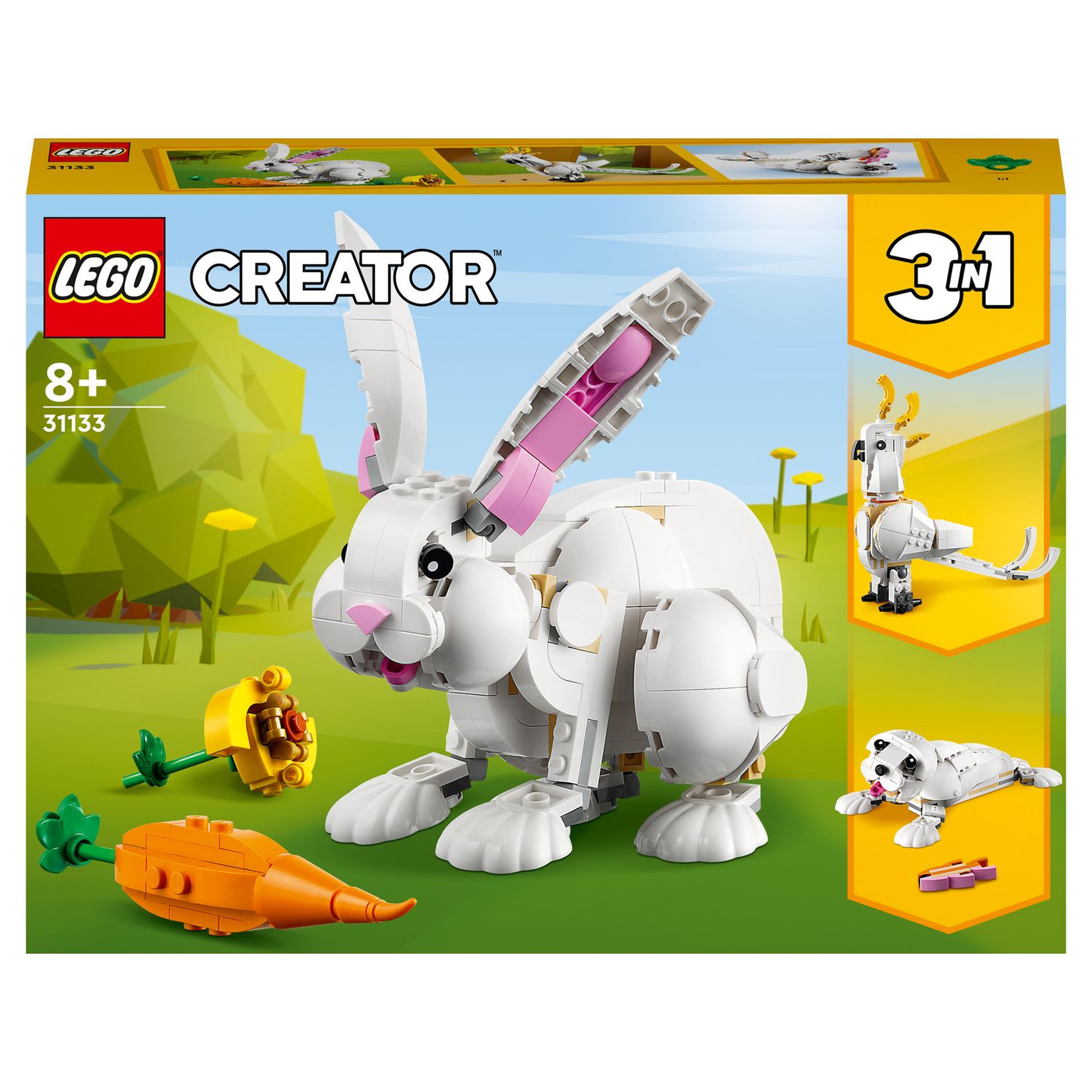 Voir la diapositive 1 : LEGO Creator 31133 Le lapin blanc, Jouet avec Animaux, dont Figurines de Poisson, Phoque et Perroquet