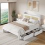Voir la diapositive 2 : MERAX Lit avec rangement 140x200cm mdf coloris blanc