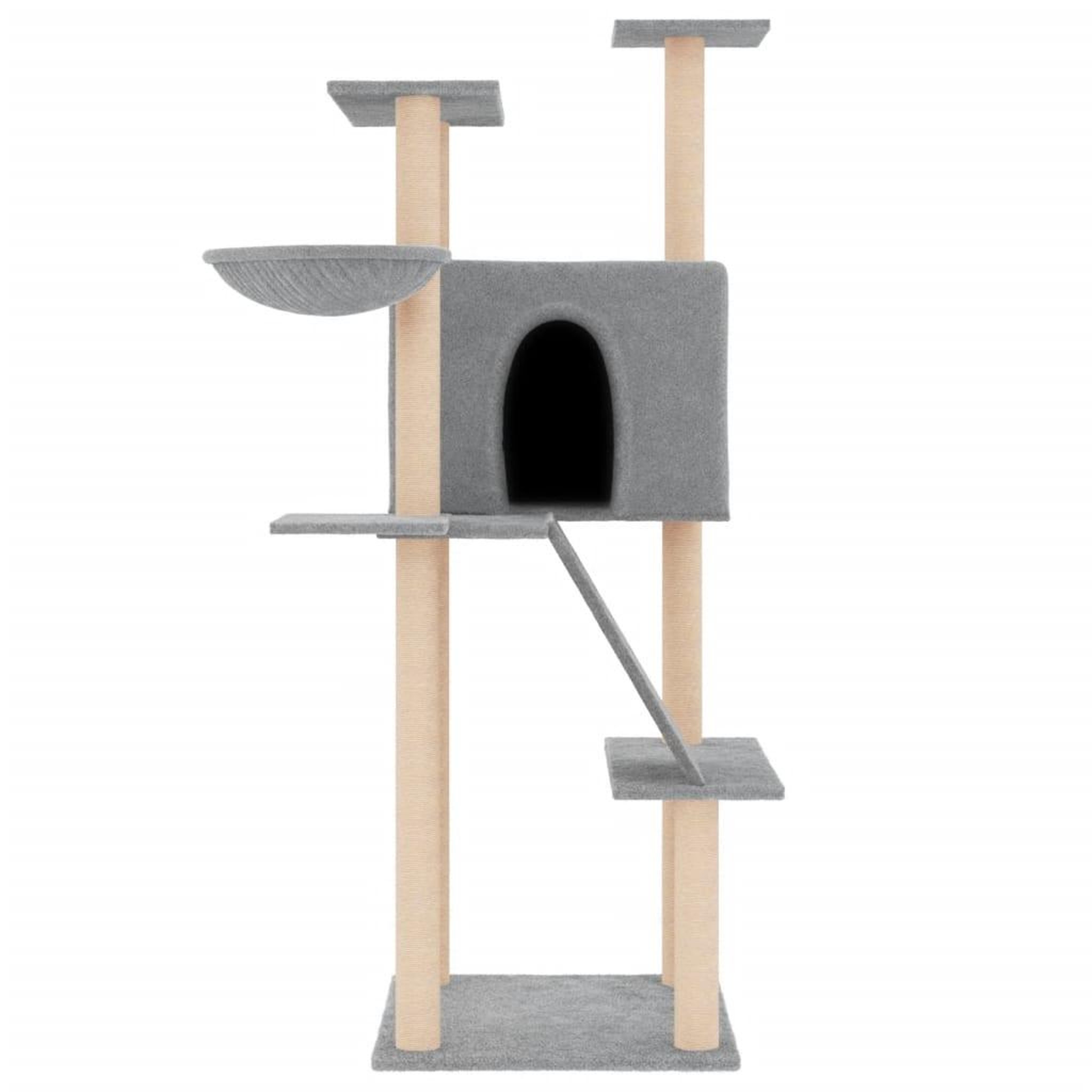 Voir la diapositive 3 : VIDAXL Arbre a chat avec griffoirs en sisal gris clair 143 cm