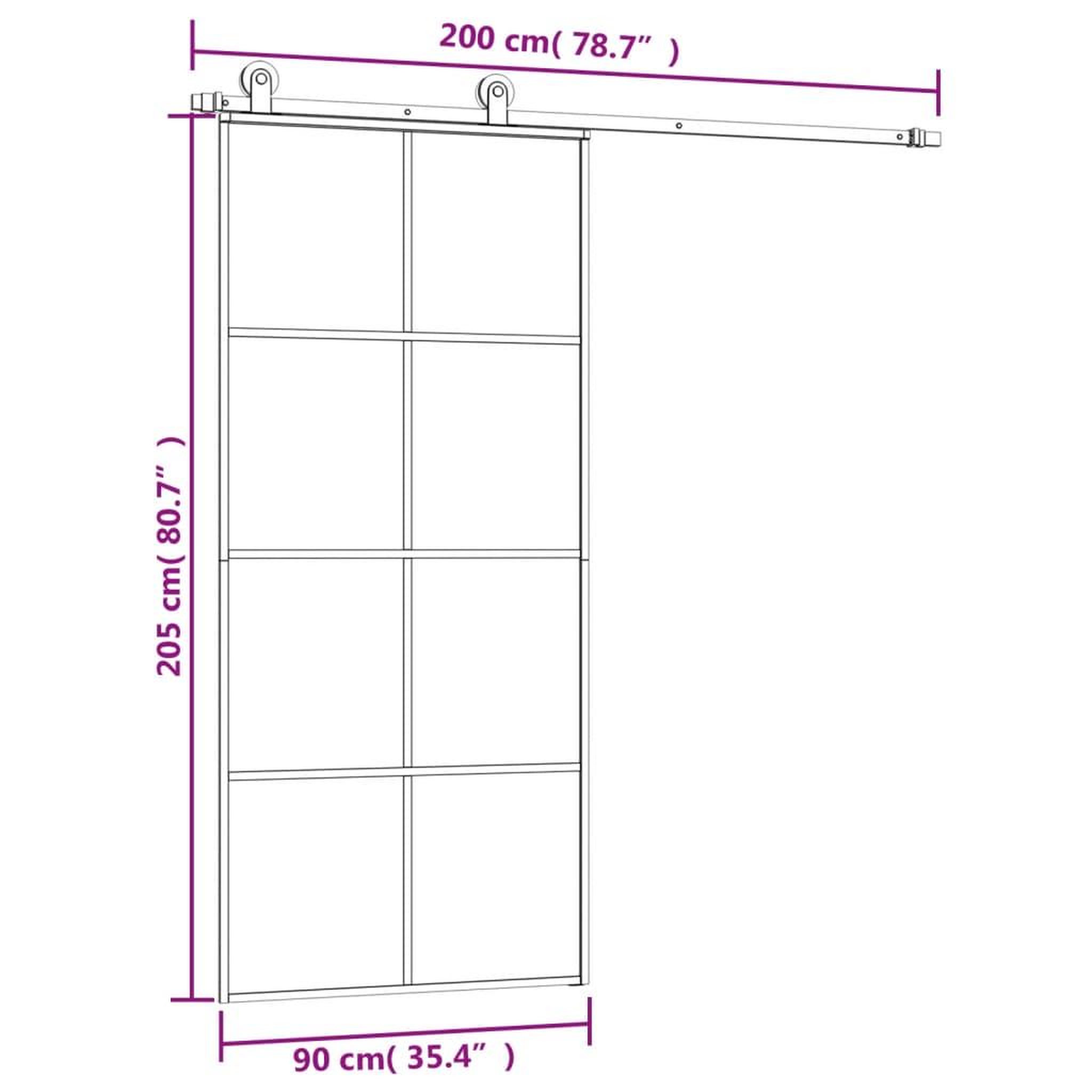 Voir la diapositive 6 : VIDAXL Porte coulissante avec kit de quincaillerie 90x205 cm Verre ESG