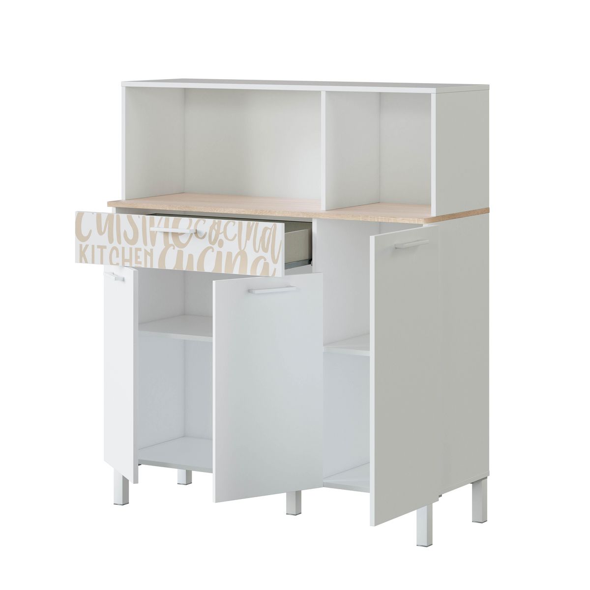 Desserte meuble de cuisine compact 3 portes + 1 tiroir MALO