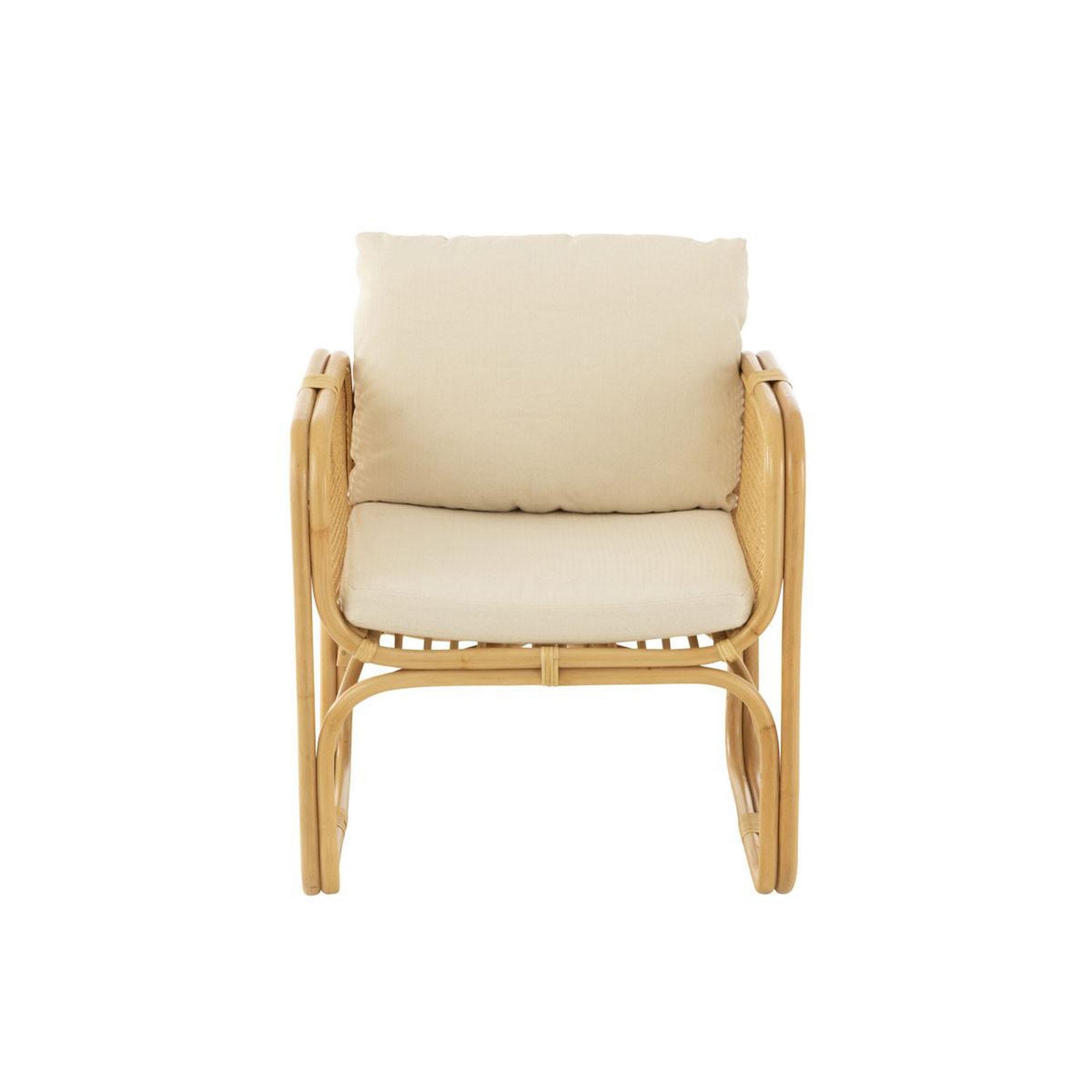 Voir la diapositive 2 : J-LINE Fauteuil en rotin & coussin  joey  67cm naturel