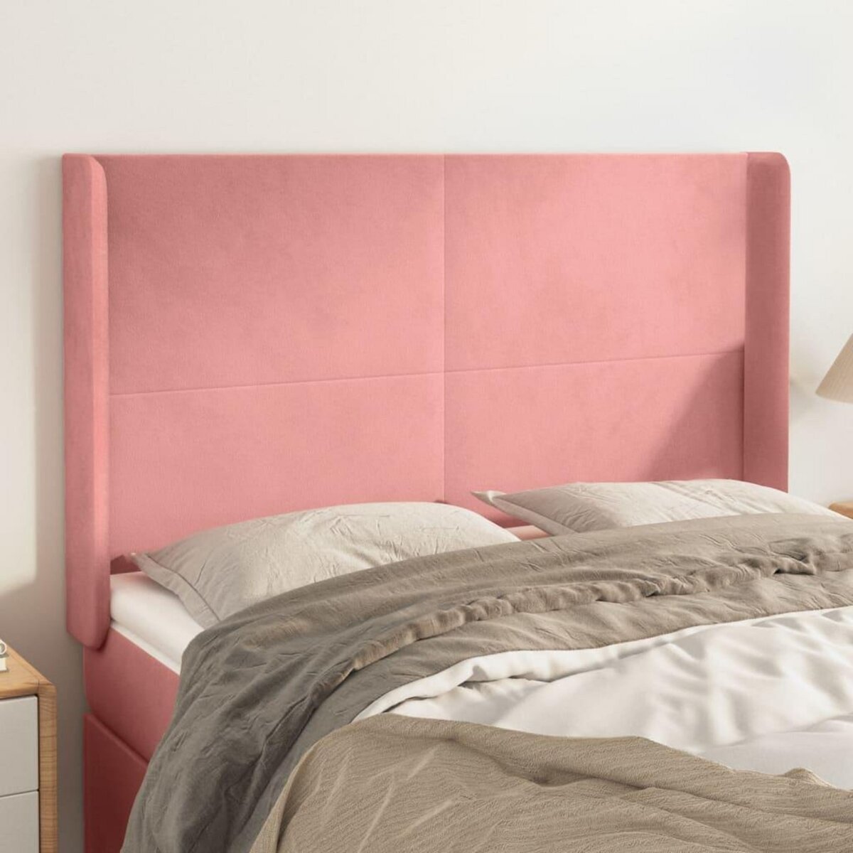VIDAXL Tete de lit avec oreilles Rose 147x16x118/128 cm Velours