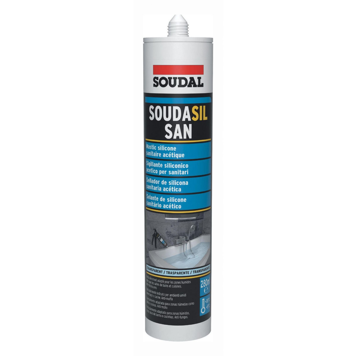 Soudal Cartouche sanitaire transparent 280ml Soudal
