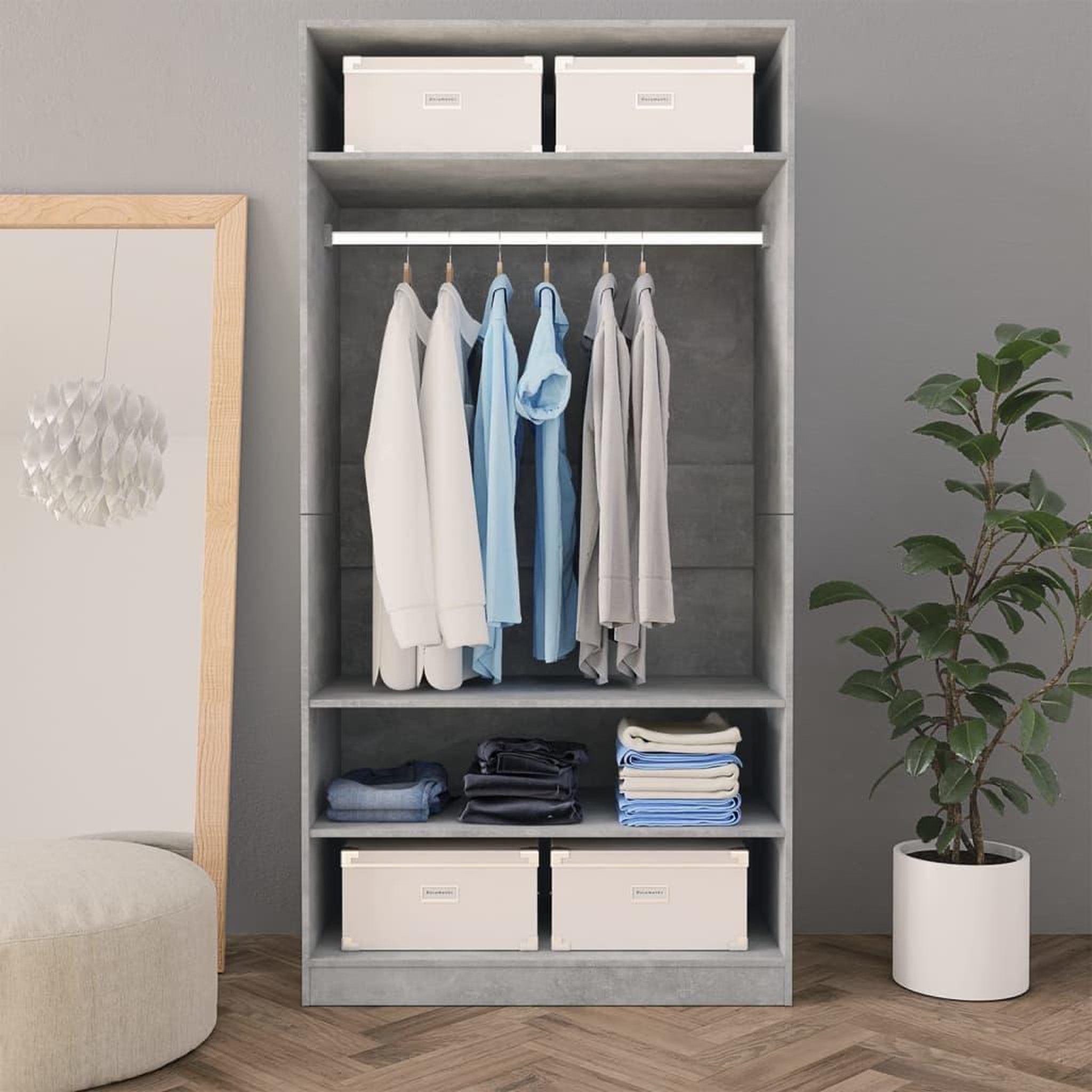 Voir la diapositive 3 : VIDAXL Garde-robe Gris cement 100 x 50 x 200 cm Agglomere