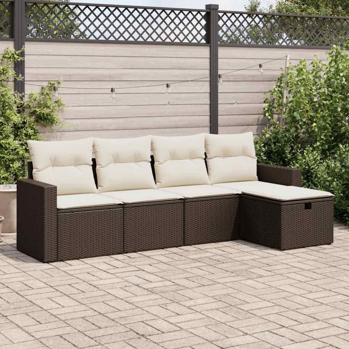 VIDAXL Salon de jardin avec coussins 5 pcs marron resine tressee