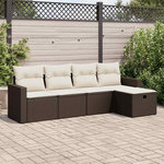 VIDAXL Salon de jardin avec coussins 5 pcs marron resine tressee