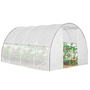 Voir la diapositive 1 : ID MARKET Serre tunnel de jardin 12M² blanche relevable avec moustiquaire