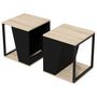 Voir la diapositive 4 : HOMCOM Lot de 2 tables basses bouts de canapé guéridons design acier noir panneaux noir aspect chêne clair