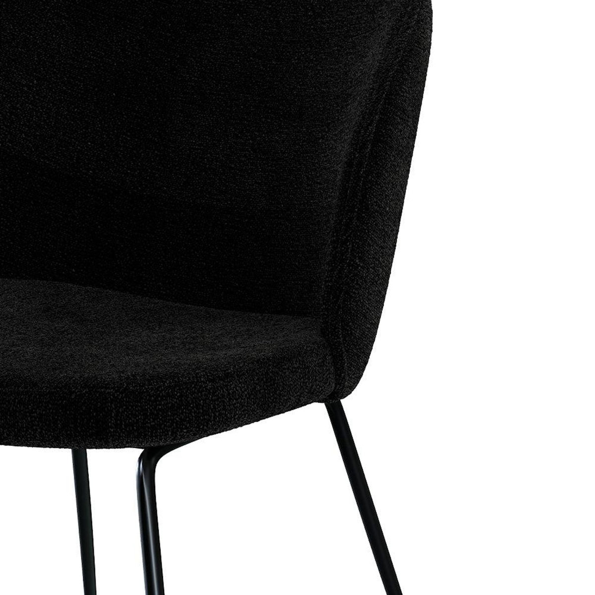 Rendez vous déco Lot de 2 chaises en tissu bouclé noir et pieds en métal-Groom