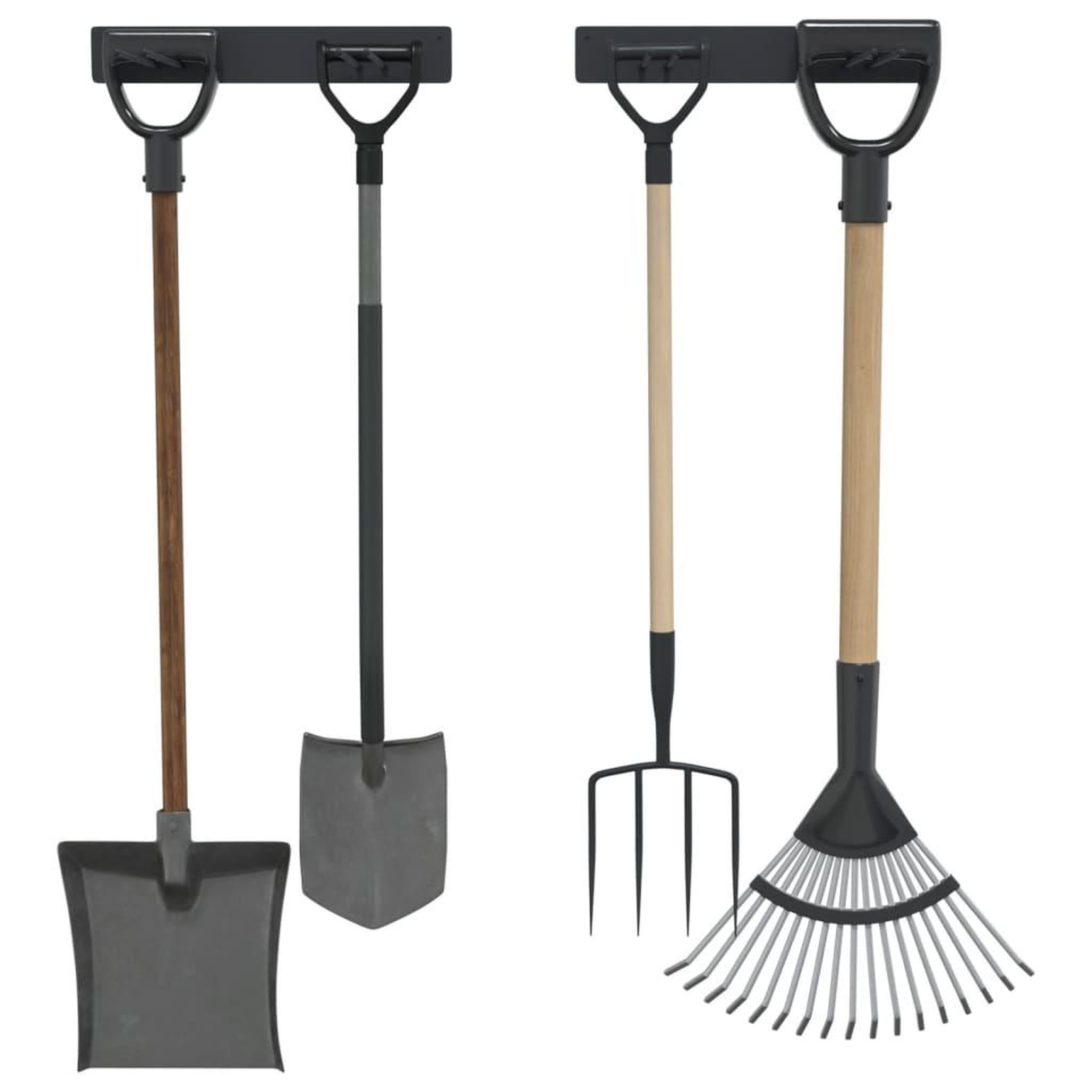 Voir la diapositive 4 : VIDAXL Supports muraux pour outils de jardin 2 pcs noir acier