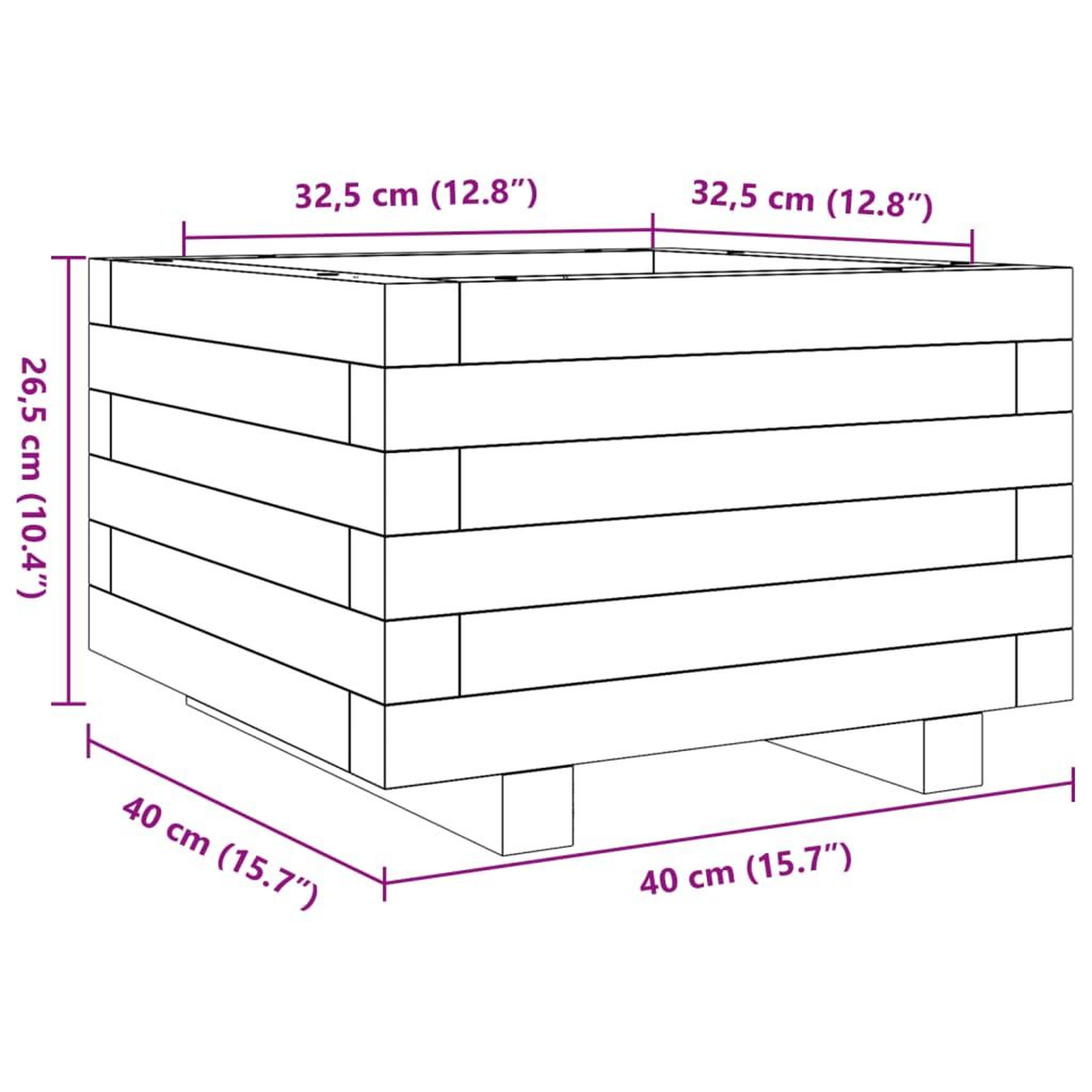 Voir la diapositive 6 : VIDAXL Jardiniere 40x40x26,5 cm bois de pin massif