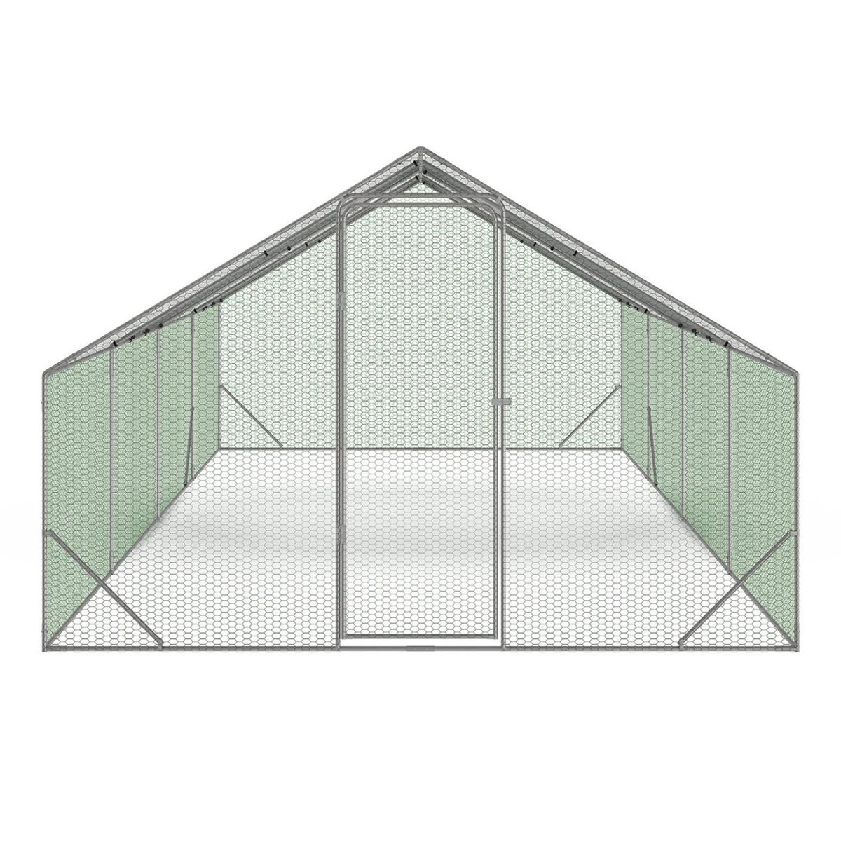 ID MARKET Enclos poulailler 24 m² parc grillagé 8x3 M acier galvanisé