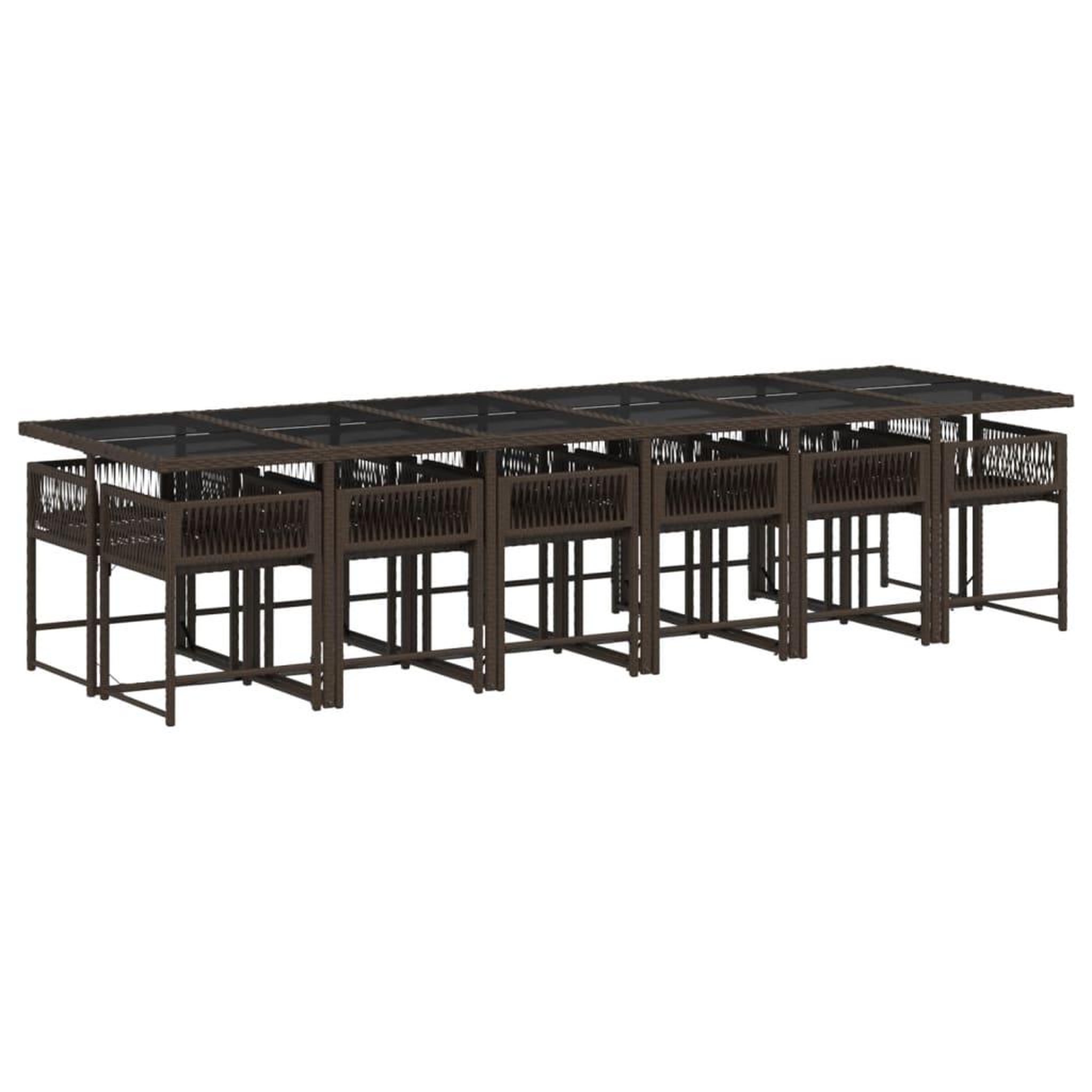 Voir la diapositive 3 : VIDAXL Ensemble a manger de jardin avec coussins 13 pcs marron rotin