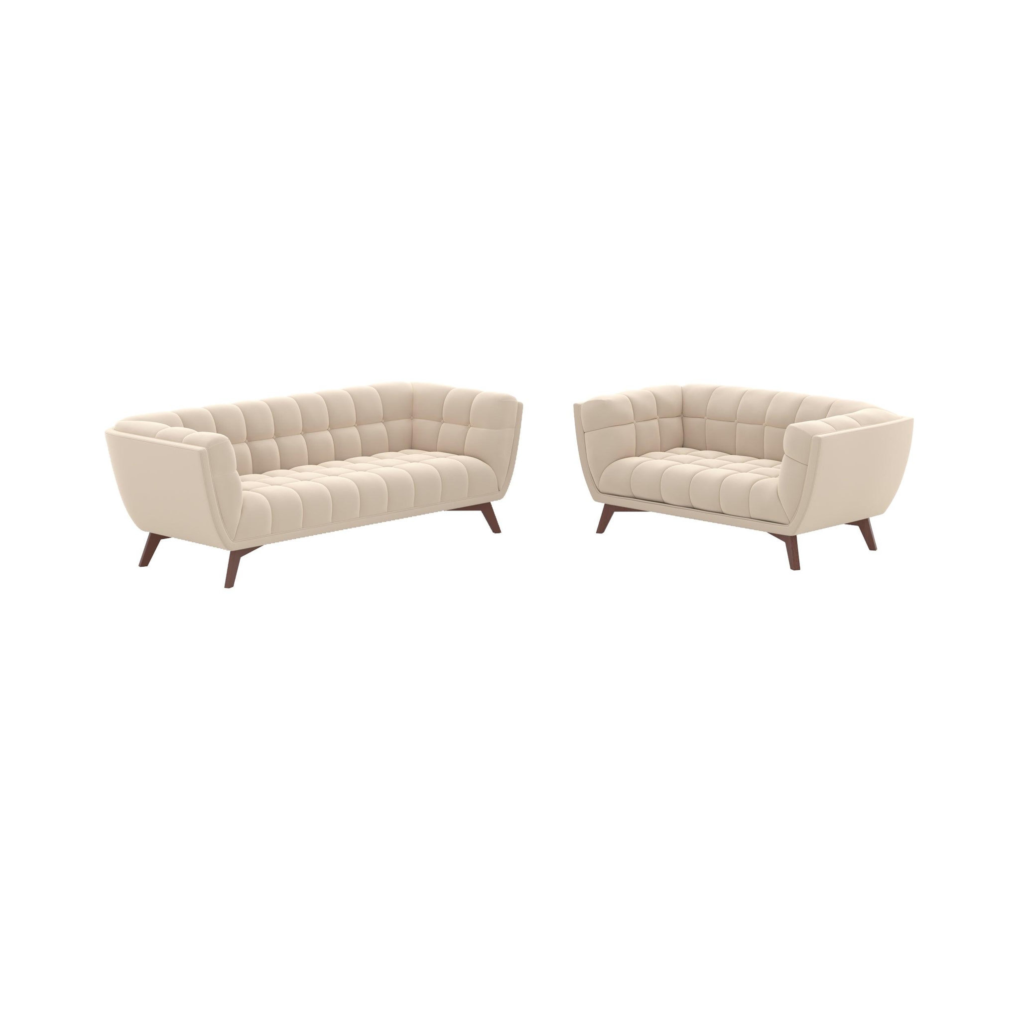 MAISON PAVANE Ensemble canapés en velours beige 5 places-mona