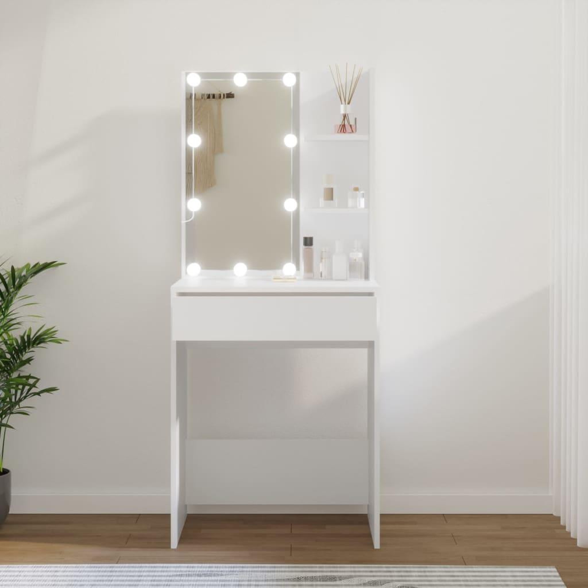 Voir la diapositive 1 : VIDAXL Coiffeuse avec LED blanc 60x40x140 cm