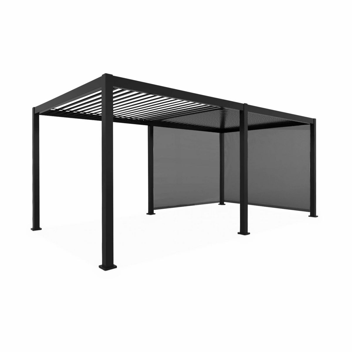 SWEEEK Pergola Bioclimatique gris anthracite 300x600cm. aluminium à lames orientables + 2 stores 3m