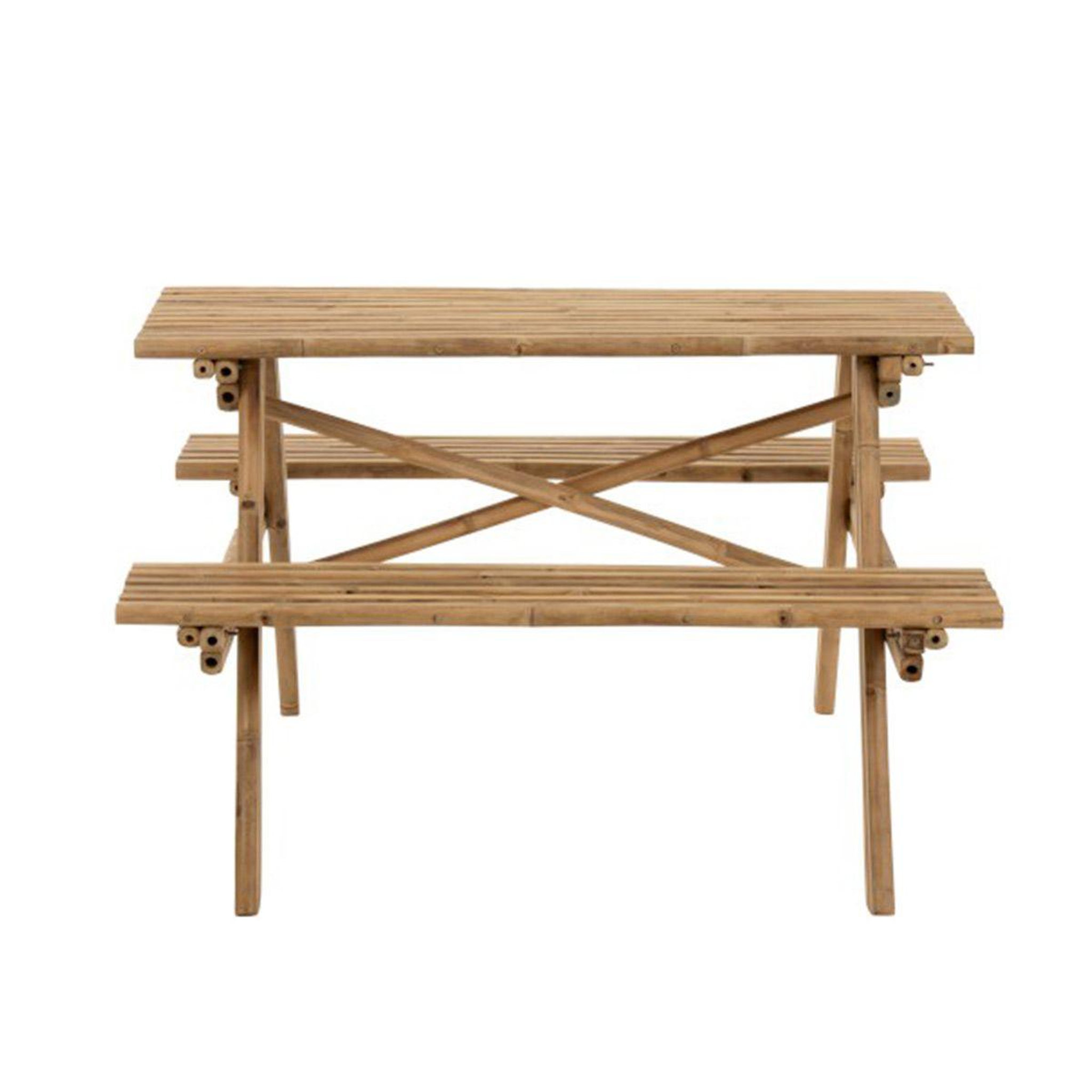 Voir la diapositive 2 : J-LINE Table de Jardin & 2 Bancs  Paradis  134cm Naturel