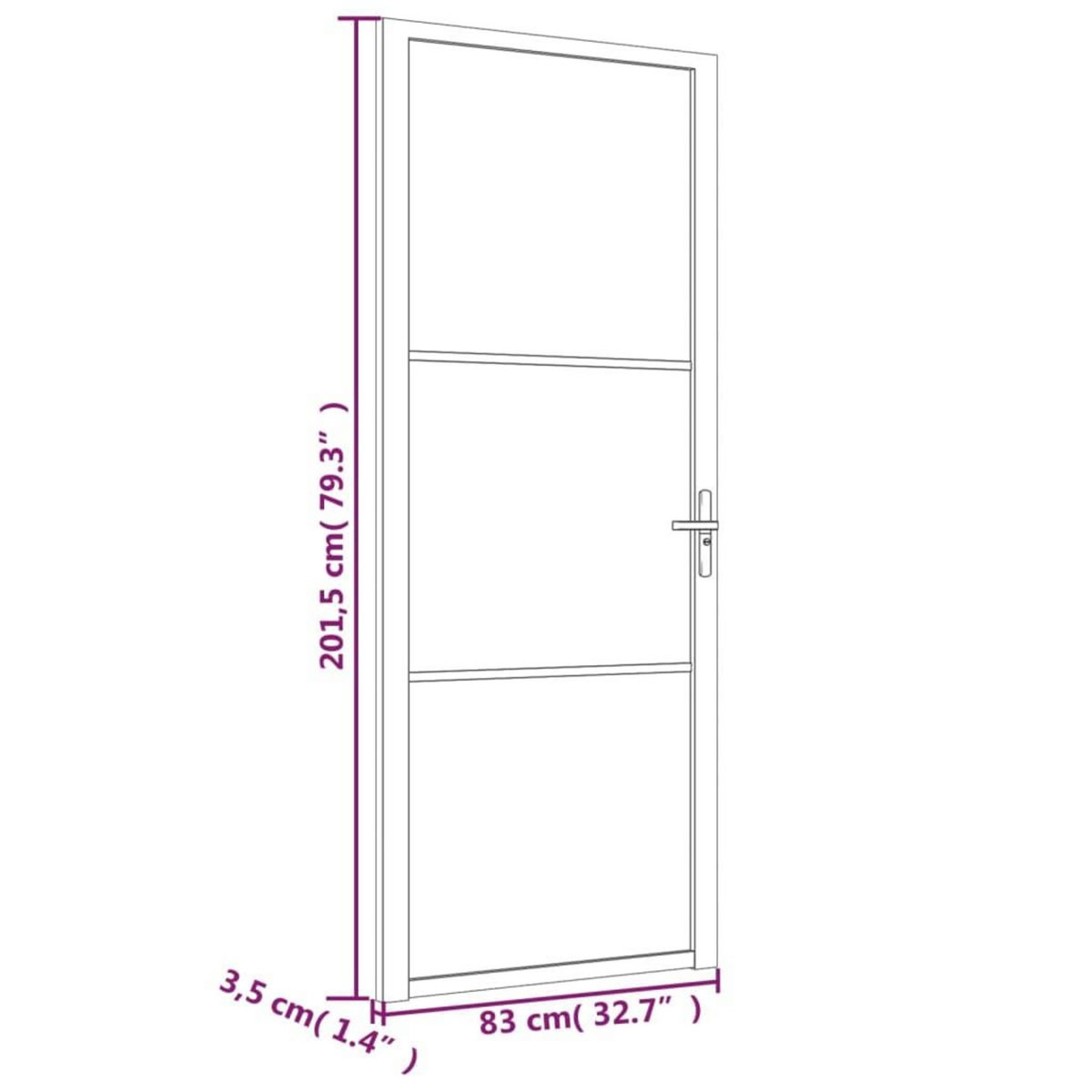 VIDAXL Porte interieure 83x201,5 cm Noir Verre mat et aluminium