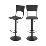 Rendez vous déco Lot de 2 chaises de bar réglables 60/80 cm en bois noir-Clem