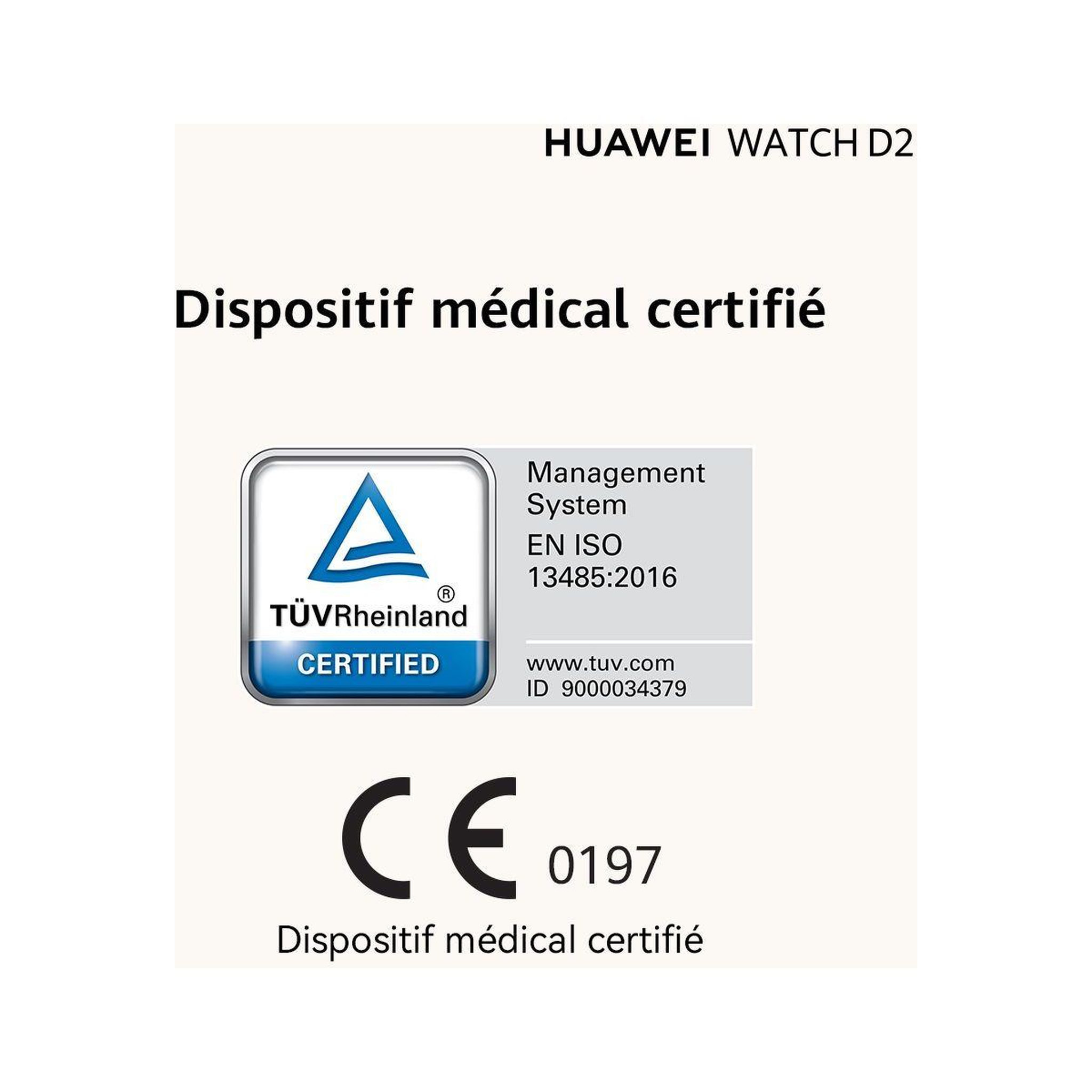 Voir la diapositive 5 : HUAWEI Montre connectée Watch D2 Cuir Blanc