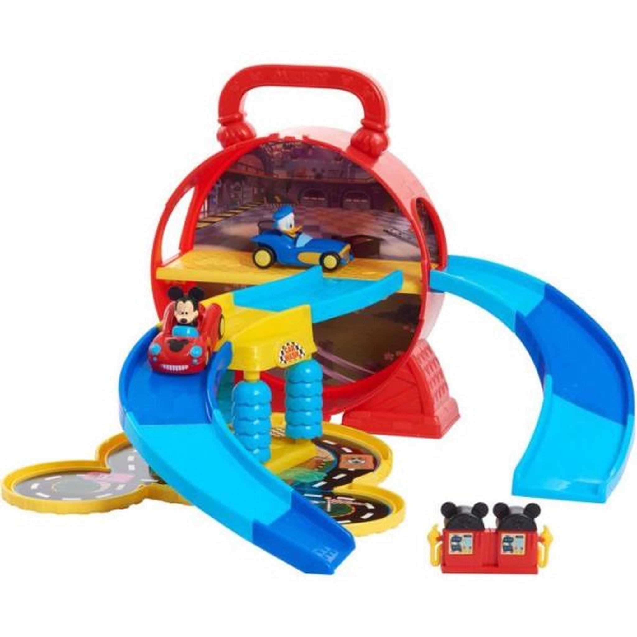 Voir la diapositive 5 : DISNEY Garage transportable - disney - mickey mouse stow n' go - 12 accessoires - 2 véhicules inclus