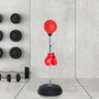 Voir la diapositive 2 : HOMCOM Punching ball sur pied réglable en hauteur 126-144 cm avec gants, pompe et base de lestage rouge