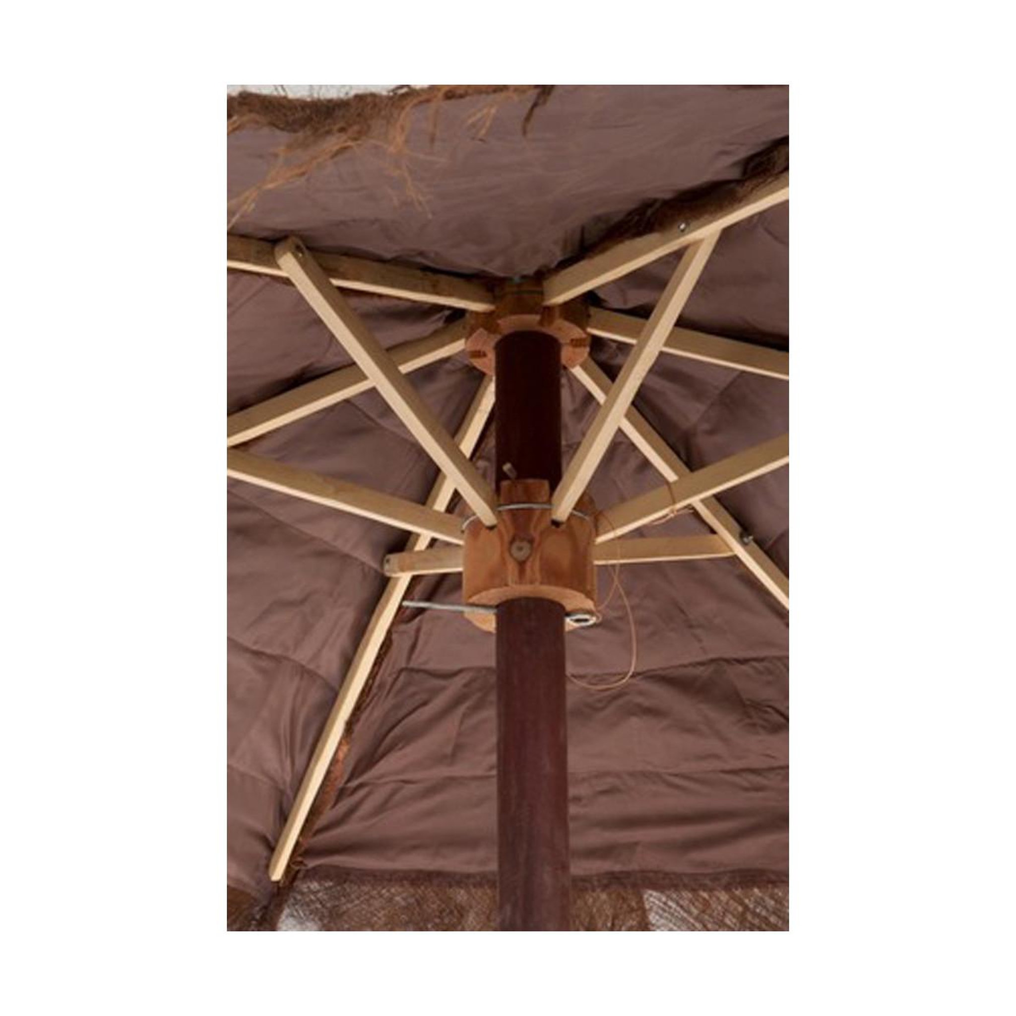 Voir la diapositive 3 : J-LINE Parasol en bois  cocotier  250cm marron