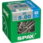 CENTRALE BRICO Lot de 80 vis inox tête fraisée torx SPAX, Diam.5 mm x L.80 mm