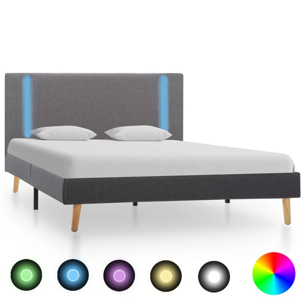 VIDAXL Cadre de lit avec LED Gris clair et gris fonce Tissu 120x200 cm