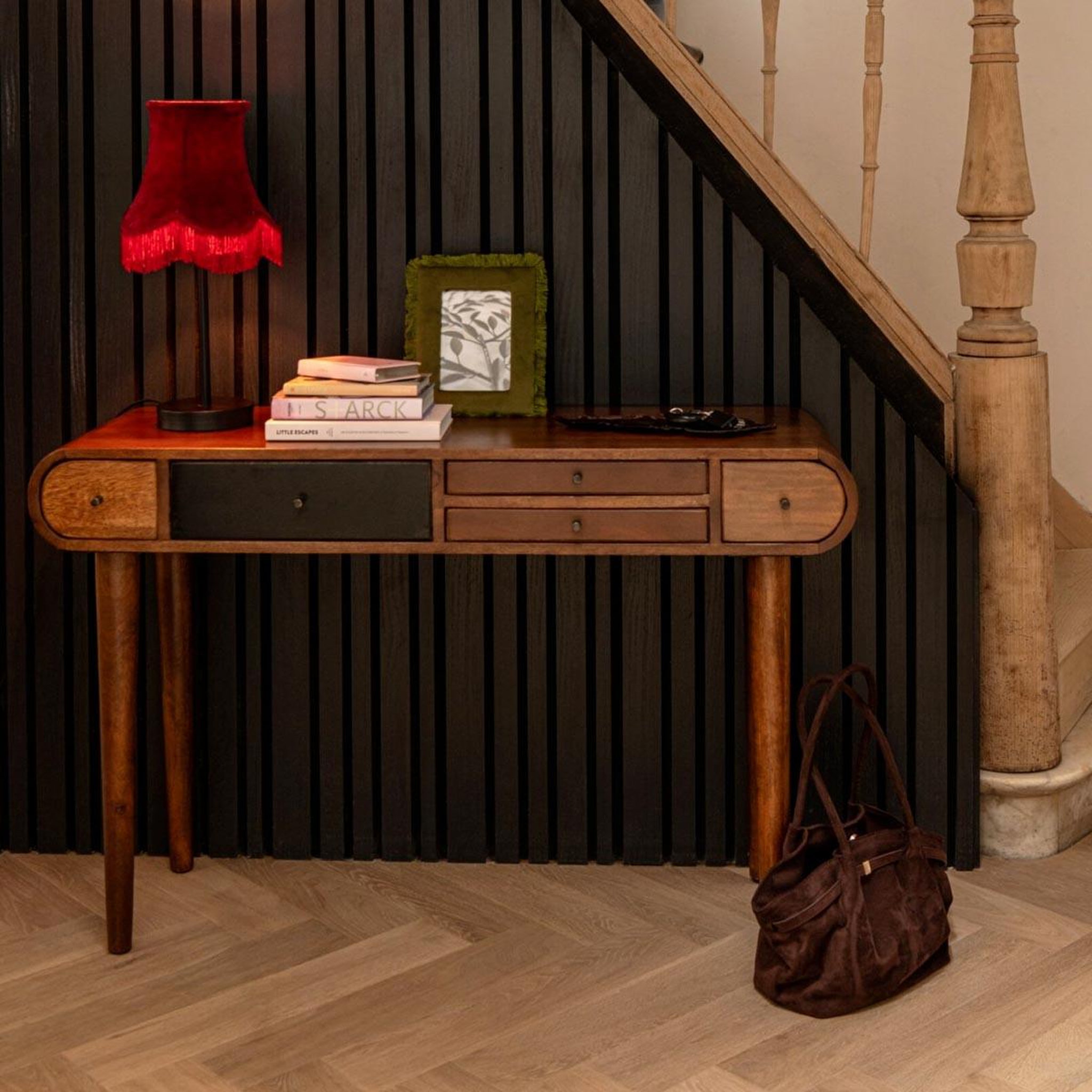 Voir la diapositive 4 : J-LINE Console 5 tiroirs en bois  sixty  120cm naturel