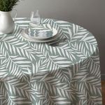 FUTURE HOME Lot nappe ronde + 4 serviettes de table déperlante feuillage 180x180cm VERA
