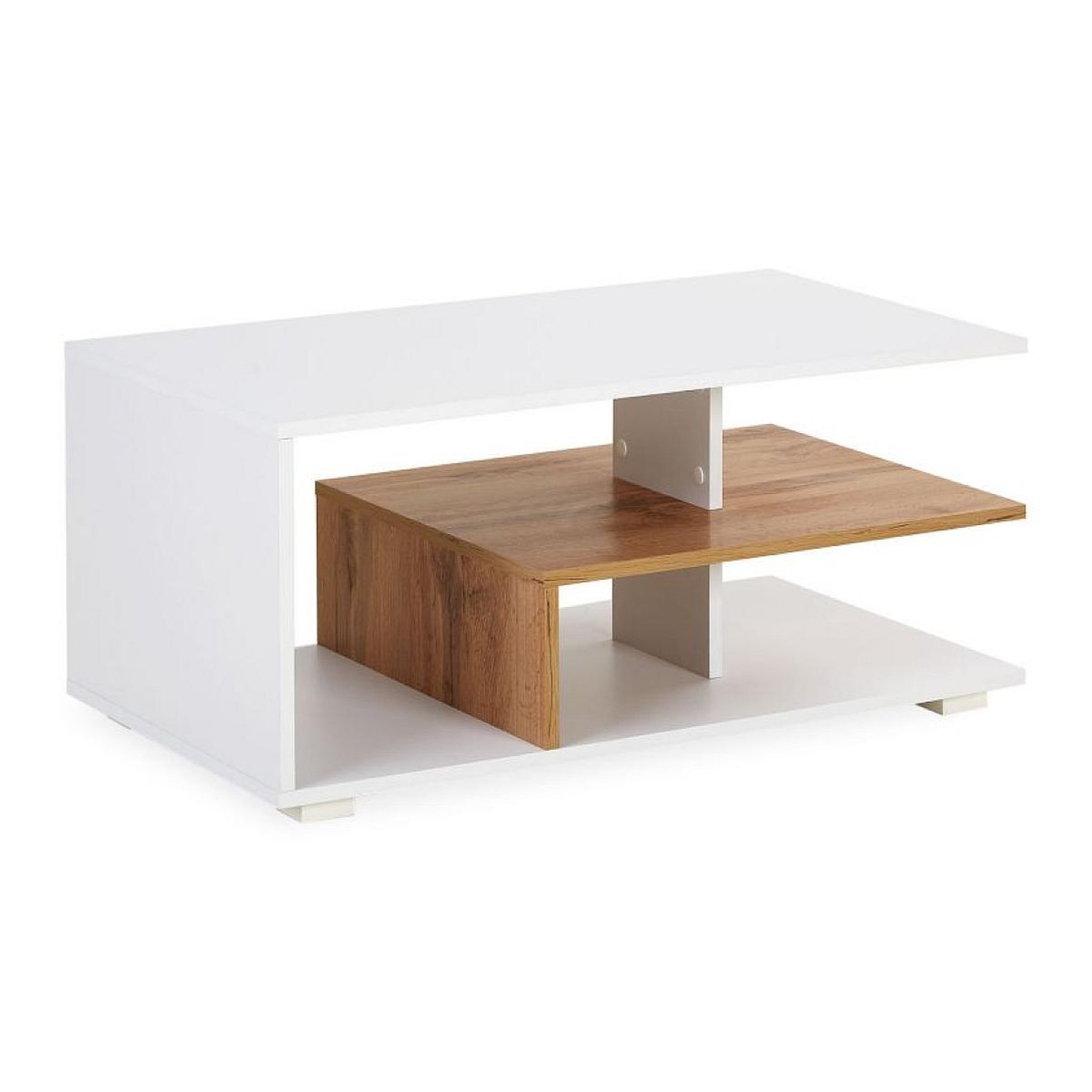HomeStyle4U Table basse 90x50 cm de salon rangement en bois