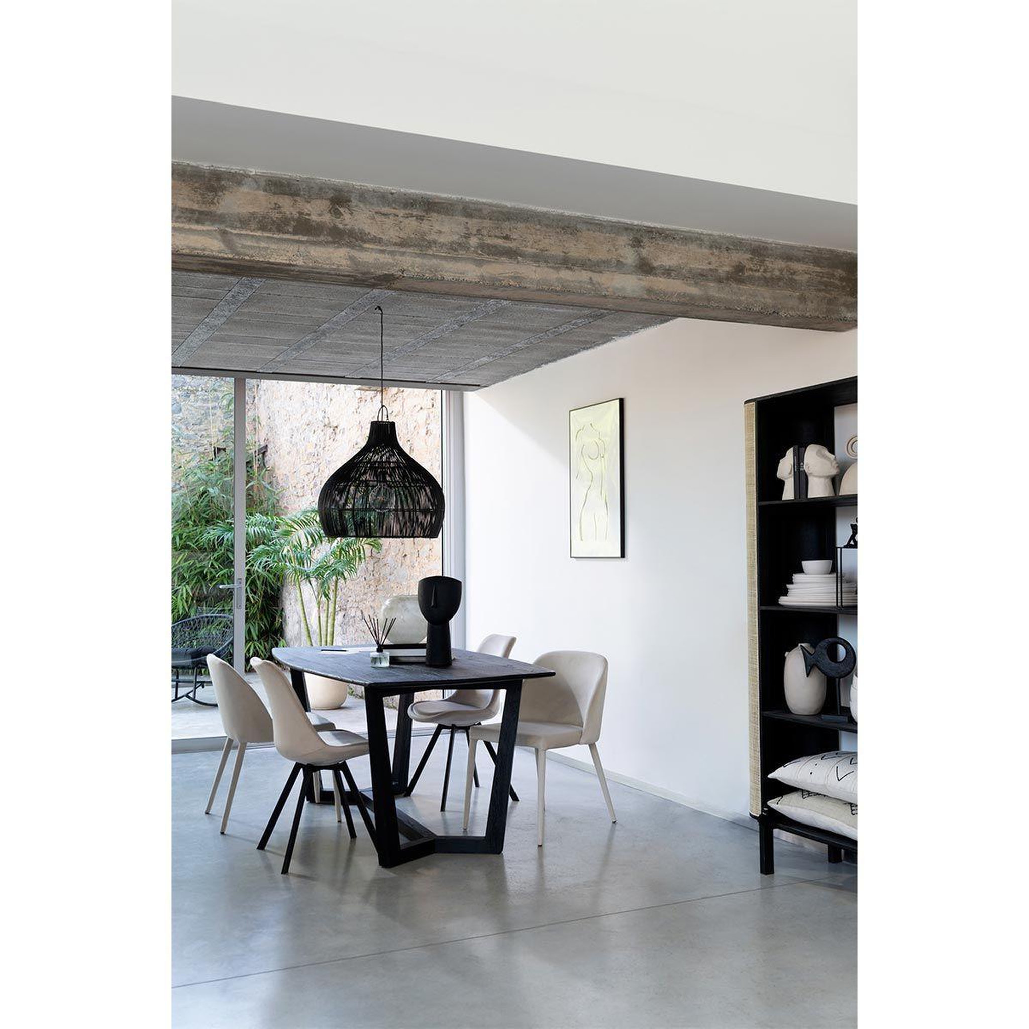 Voir la diapositive 5 : J-LINE Abat-jour poire en rotin  lyna  83cm noir